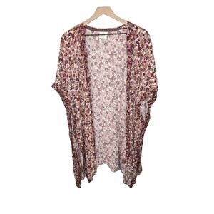 KNOX ROSE Women's M L Multicolor Ditsy Floral Open Front Side Tie Kimono Top